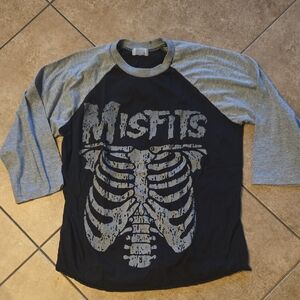 Skeleton Print Long Sleeve Tee - Black and Gray
